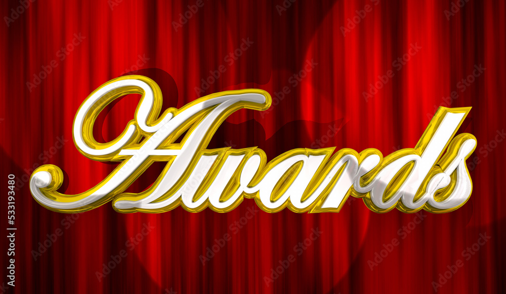 Awards Show Presentation Honors Ceremony Red Curtains Word 3d