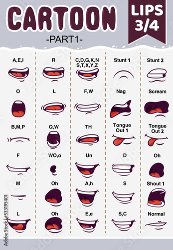 lips3-4 cartoon character talking mouth and lips expressions vector animations part one.eps
