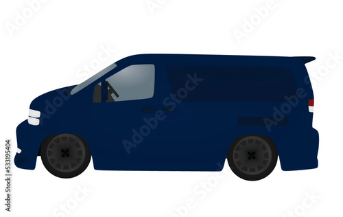 Blue  van. side view. vector illustration
