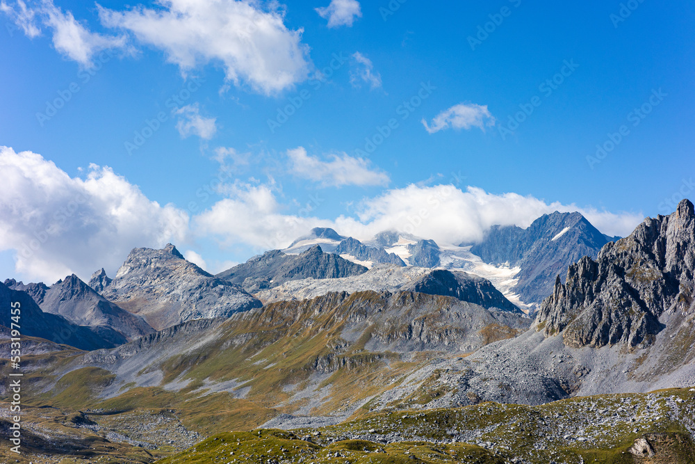 Vanoise Glacer, View from Courchevel. French Alps