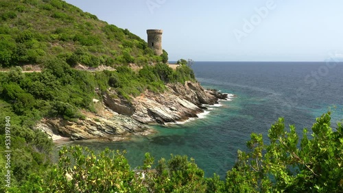 Beautiful landscape with the Torra di l'Osse. Cape Corse, Corsica, France. photo