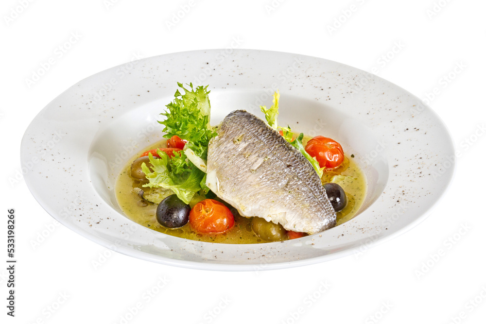 Fish soup with dorado and vegetables