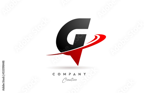 black grey G alphabet letter logo icon design with red swoosh. Creative template for company and business Free Download black grey G alphabet letter logo icon design with red swoosh. Creative template for company and business - GFXLoad