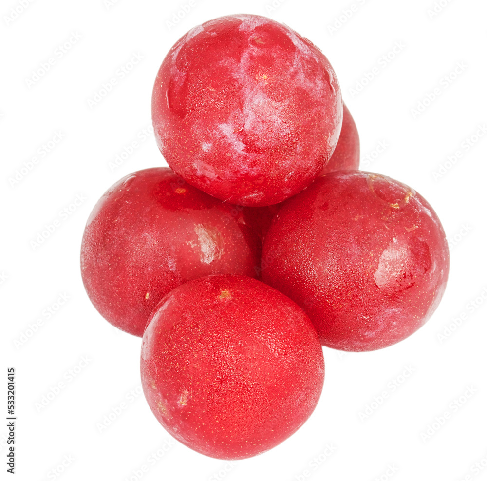 Shiny purple plum isolated against white background Shiny purple plum isolated against white background