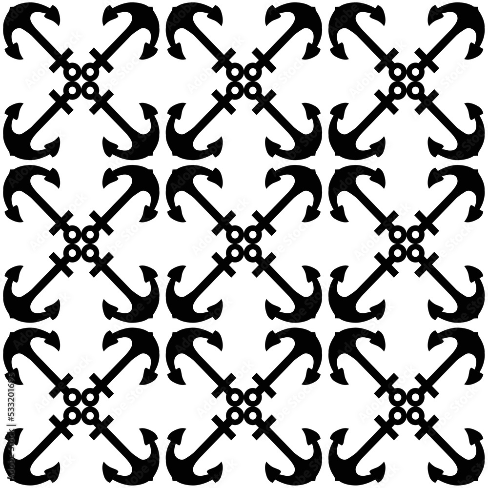 Anchor nautical seamless monochrome pattern design Anchor nautical seamless monochrome pattern design
