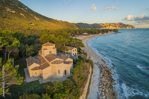 Aerial view of Italian coast in Portonovo photo
