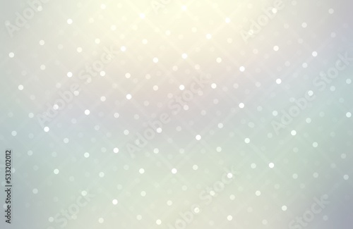 Bokeh twinkles cover light pearlescent glowing background. Pastel subtle textured illustration for winter holidays design.