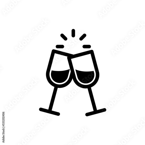 Icono de brindis. Copas chocando. Concepto de celebración. Ilustración vectorial