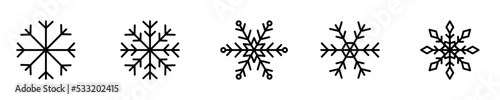 Conjunto de iconos de copos de nieve. Ilustración vectorial