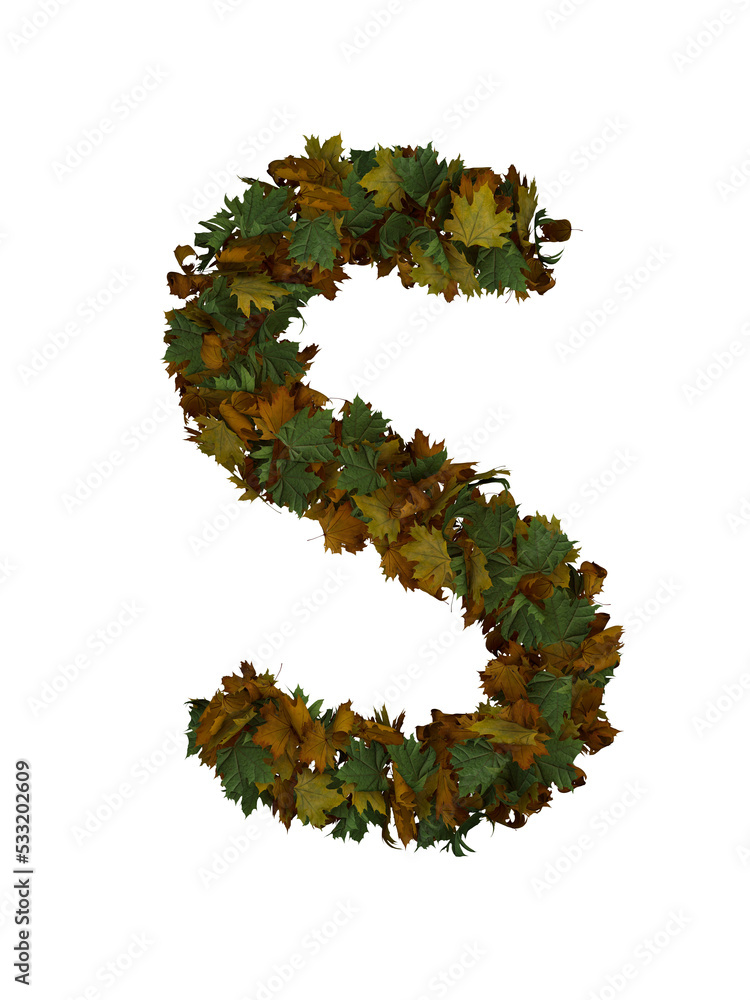 Text Made Out Of Autumn Leafe Typeface S