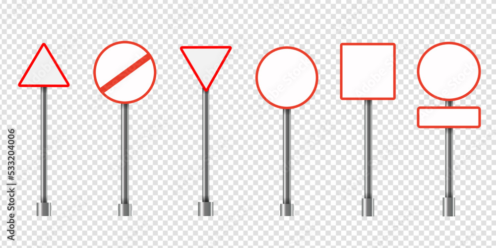 White Red Highway sign Blank Traffic Street Guidepost Road Signs isolated vector illustration White Red Highway sign Blank Traffic Street Guidepost Road Signs isolated vector illustration