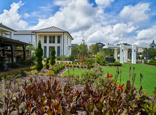 Scenic View of Town at trilith studios Local Park and residential homes in Fayetteville, Georgia GA, photo