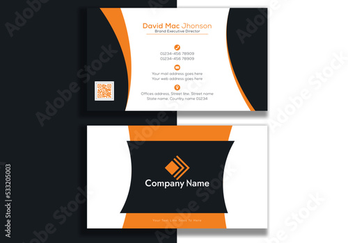 Horizontal dark blue indigo yellow white abstract business card template design