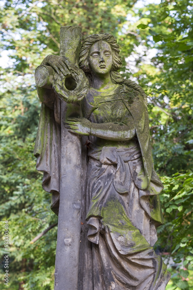 Historic Statue on the mystery old Prague Cemetery, Czech Republic Historic Statue on the mystery old Prague Cemetery, Czech Republic