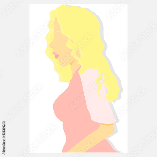 Icon of a blond hair girl in profile in flat design. Portrait of a blonde woman. Social Media Avatar, vector Illustration faceless