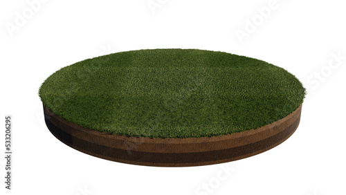 3d rendering image of grass field island on transparent background
