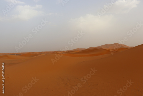 Red sand dunes in the Erg Chebbi desert in Morocco