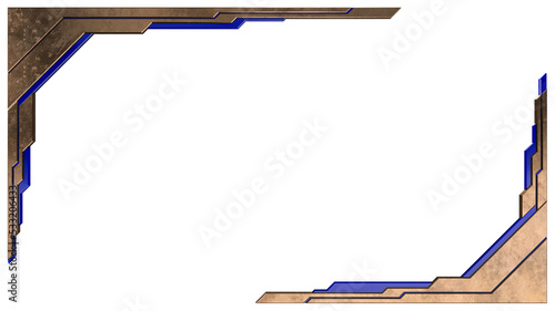 A 3d rendering image of metalic and crystal frame