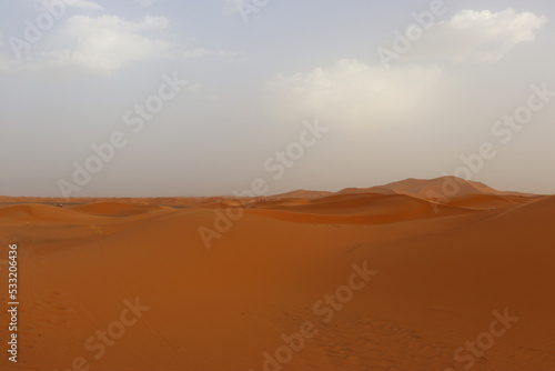 Red sand dunes in the Erg Chebbi desert in Morocco