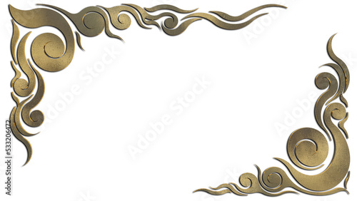 A 3d rendering image of Thai pattern frame on a white background