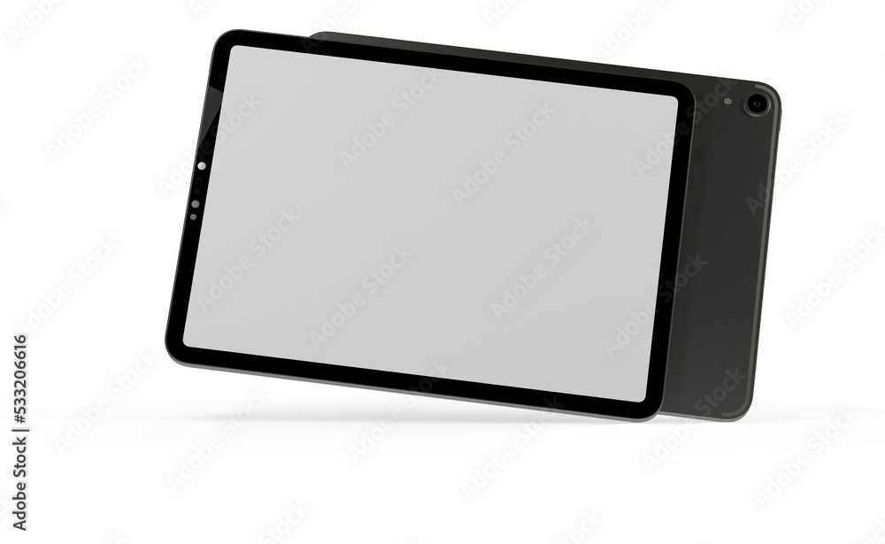 3D brandless tablet with empty screen isolated on white background 3D brandless tablet with empty screen isolated on white background