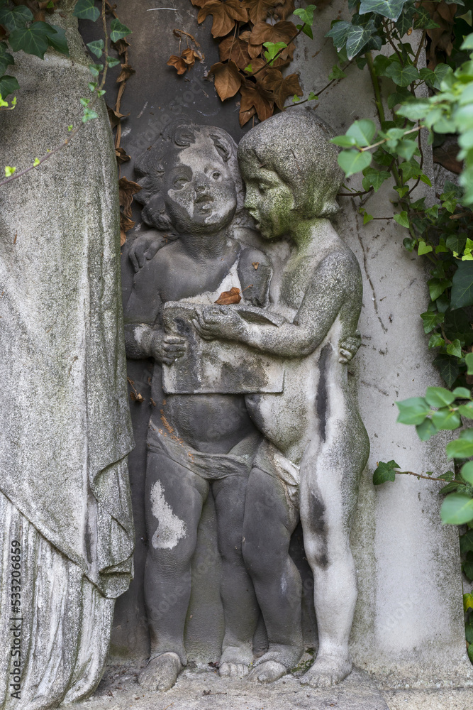 Historic Statue on the mystery old Prague Cemetery, Czech Republic Historic Statue on the mystery old Prague Cemetery, Czech Republic