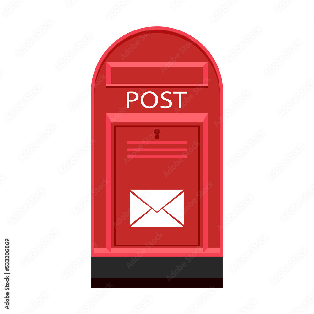 Red Metal Post Box Isolated on White Background. Red Metal Post Box Isolated on White Background.