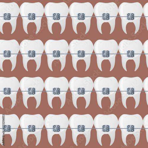 Dental elements Pattern in realistic style. Dental equipment. Colorful vector illustration isolated on background.