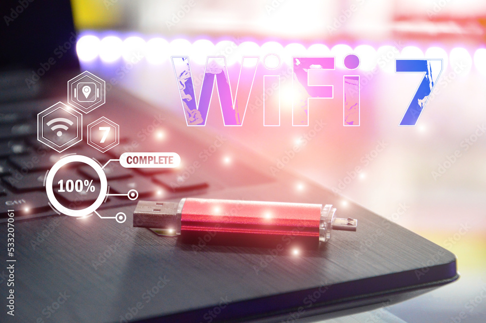 Fototapeta premium Concept Wi-Fi 7 Next Generation Networking Communication,high speed communication