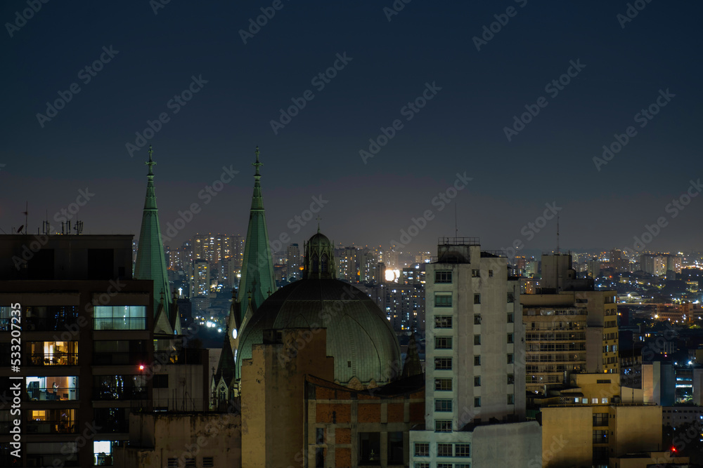 São Paulo city at night - Igreja da Sé São Paulo city at night - Igreja da Sé