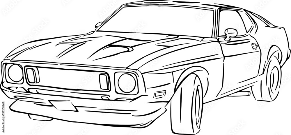 Car outline drawing vector illustrations design  