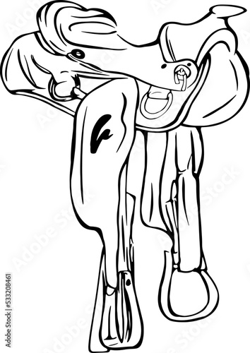 Western saddle outline vector illustrations 