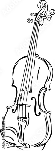 Violin outline hand drawing, vector design against white background ¥