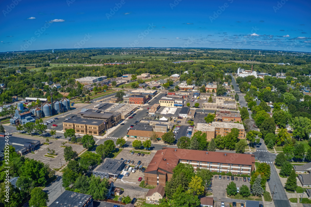 Fototapeta premium Aerial View of the small Exurb of Farmington, Minnesota