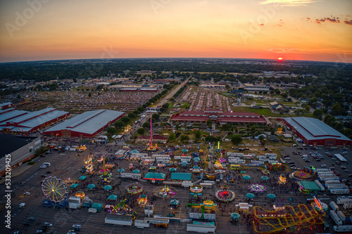 Fotografi Aerial View of the Nebraska State Fair in Grand Island, Nebraska