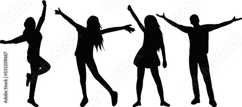 people rejoice silhouette on white background isolated vector