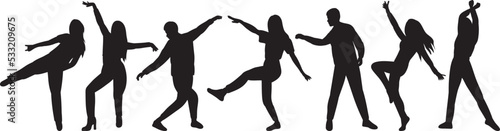 dancing people silhouette on white background isolated vector