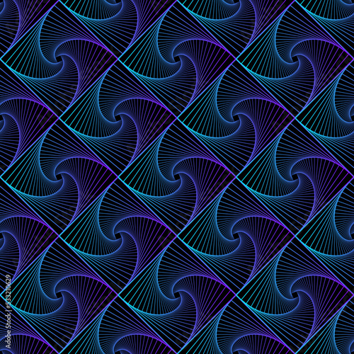 Seamless pattern of colorful fractal curves. Seamless pattern of fractals. Background of fractals. Guilloche seamless pattern.
