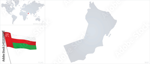 Oman map and flag. vector 