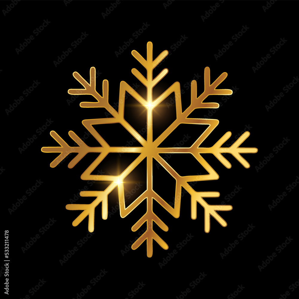 Golden Luxury Snowflake Vector Sign