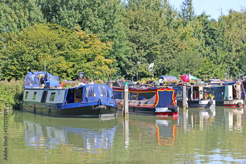 Narrow boats on the Kennet and Avon Canal, Wiltshire
