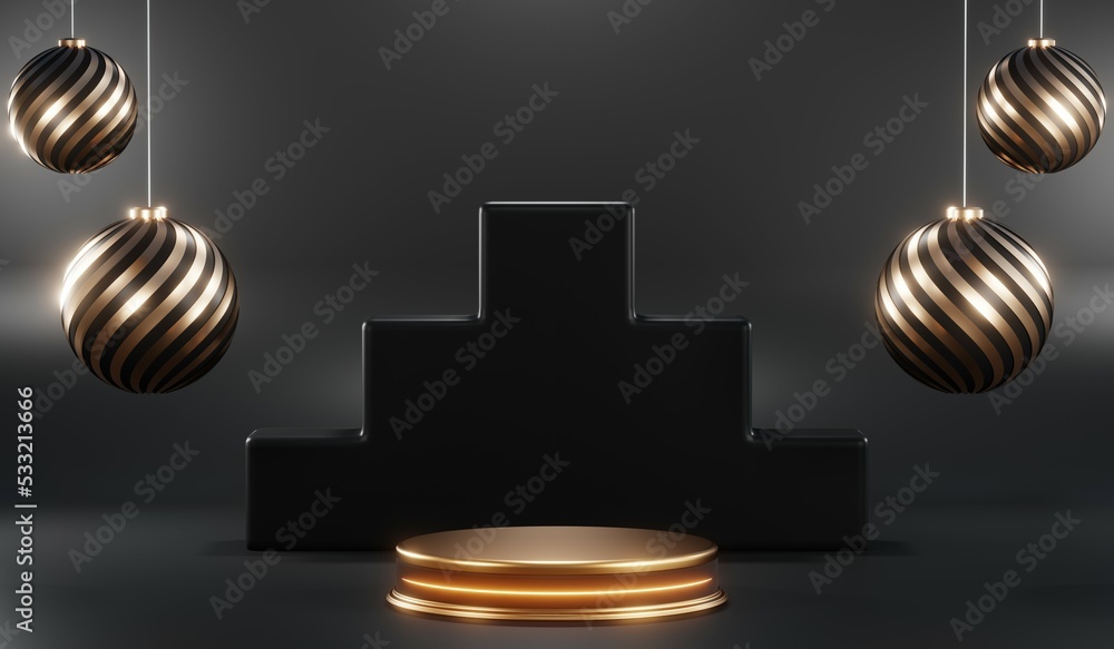 3D rendering of blank product background for cream cosmetics Modern black podium background 3D rendering of blank product background for cream cosmetics Modern black podium background