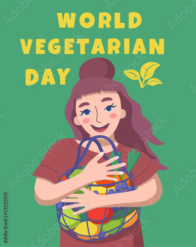 Poster, greeting card for world vegetarian day