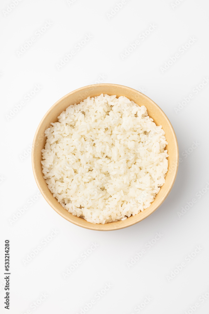 Poke with rice on a white background Poke with rice on a white background