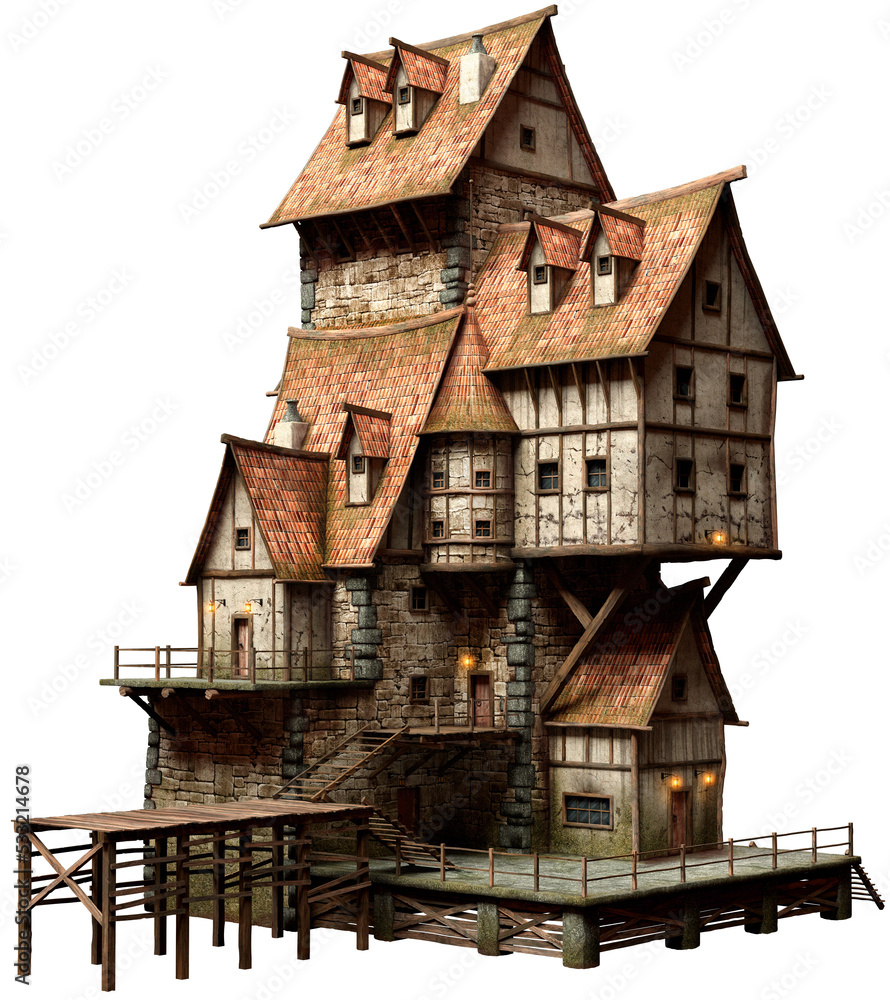 Fototapeta premium Large fantasy building 3D illustration 