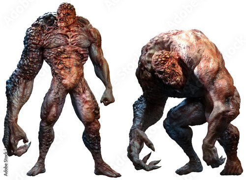 Mutant abomination monsters 3D illustration Fototapet