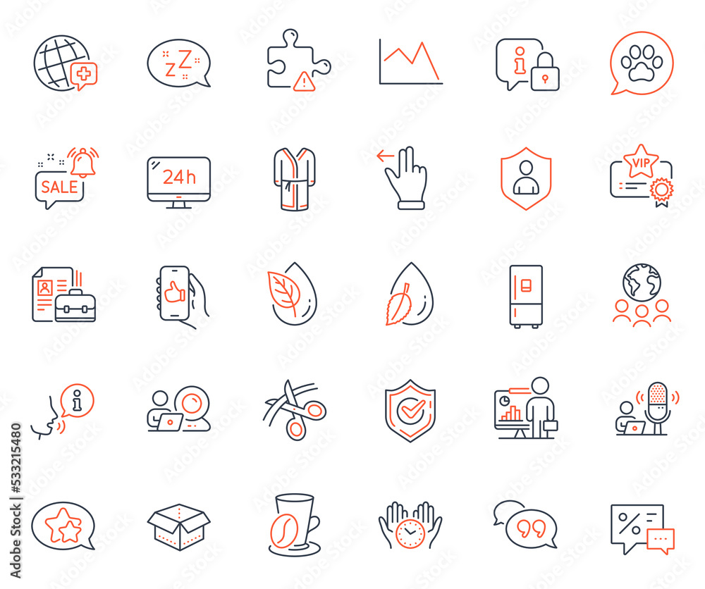 Business icons set. Included icon as Sleep, Vip certificate and Line chart web elements. Quote bubble, World medicine, Vacancy icons. Refrigerator, Security, Global business web signs. Vector Business icons set. Included icon as Sleep, Vip certificate and Line chart web elements. Quote bubble, World medicine, Vacancy icons. Refrigerator, Security, Global business web signs. Vector