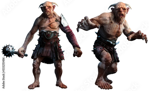 Trolls , ogres or giants 3D illustration 