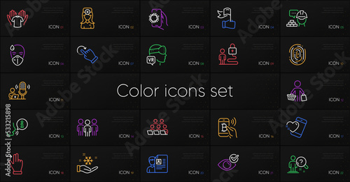 Set of Fingerprint, Sick man and Search employee line icons. Include Buyer, Teamwork, Job interview icons. Oculist doctor, Hold t-shirt, Check eye web elements. Build, Heart, Lock. Vector