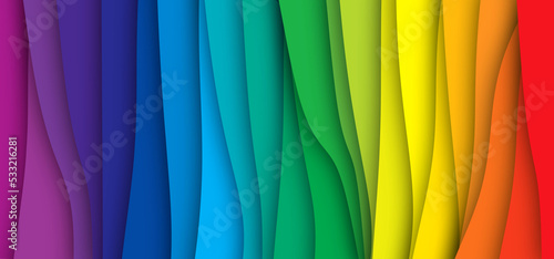 CMYK or RGB color wheel wave. Rainbow stripes background cyan, magenta, yellow or black spectrum gradient. Prepress line pattern banner. printer lines